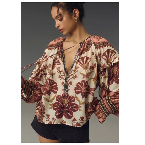 Farm Rio Riad Botanical Blouse Size XS - Picture 3 of 14